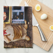 シェフ2人と飾り付けコンロのキッチンタオル キッチンタオル (四つ折り)