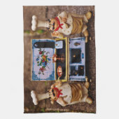 シェフ2人と飾り付けコンロのキッチンタオル キッチンタオル (縦)