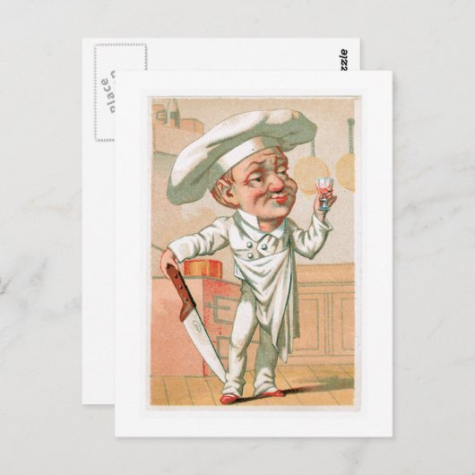 シェフ クック ヴィンテージ フード アド アート ポストカード (正面/裏面)