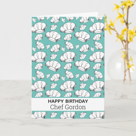 シェフ&グルメハッピーバースデー料理学校 カード (黄色い花)