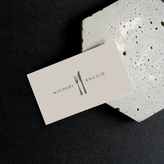 シェフ、グルメ、レストラン用のフォーク&ナイフロゴ 名刺