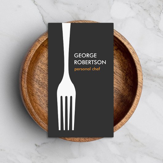 シェフ、ケータリング、レストラン、食べ物のビッグフォークロゴ 名刺