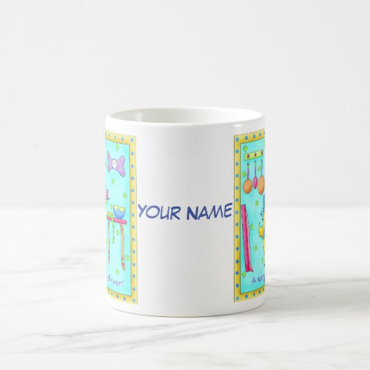 シェフ・ドッグ・ウィムシー・アートパーソナライズされた名 コーヒーマグカップ (中央)