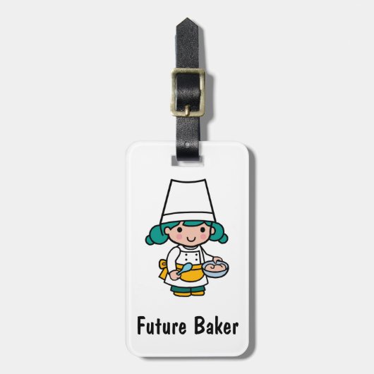 シェフ/ベーカー女の子のエプロン料理 ラゲッジタグ (正面縦)