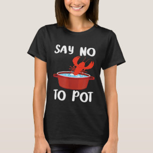 シェフ – ポットロブスターのシーフードにノー食べと言おもしろいう Tシャツ