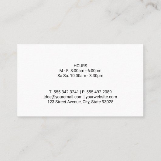 シェフ | レストランのオーナー | ステーキハーブ香辛料 名刺 (裏面)