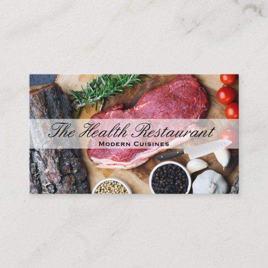 シェフ | レストランのオーナー | ステーキハーブ香辛料 名刺 (正面)
