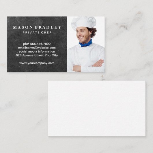 シェフ | レストランマネージャー | カスタム写真 名刺 (正面/裏面)