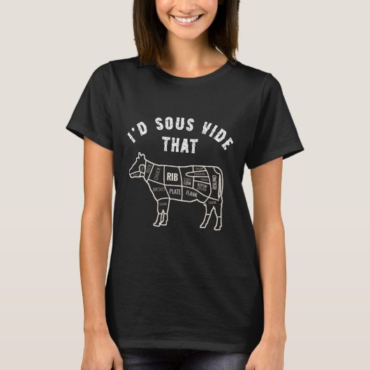 シェフ 屠殺者 料理人 BBQ あの牛を低温調理したい ビーフ Tシャツ (正面)