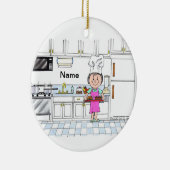 シェフ、帽子付き-女性 セラミックオーナメント (右)