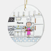 シェフ、帽子付き-女性 セラミックオーナメント (左)