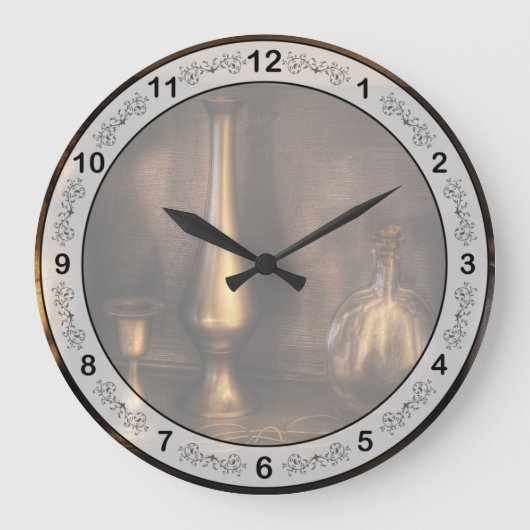 シェフ – 紅茶 – お茶ポット ラージ壁時計 (正面)