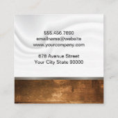 シェフ |絹のカーテン |木材の背景 スクエア名刺 (裏面)