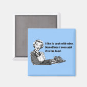 シェフ&調理師ユーモア – ワインとの料理 マグネット (正面/裏面)