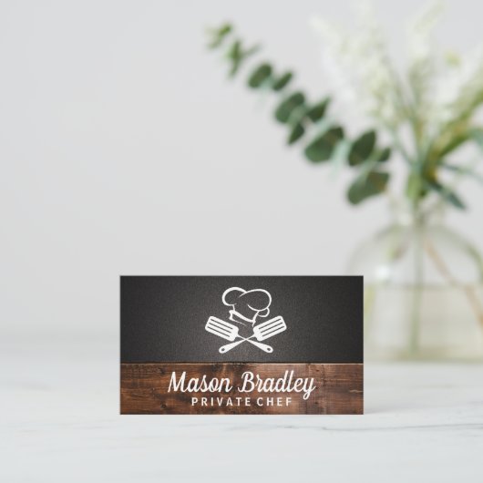シェフ | BBQ料理 | 木材の名刺 名刺 (スタンド正面)