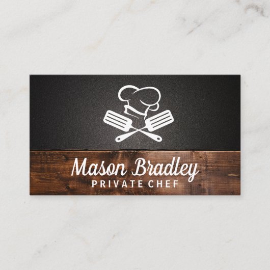 シェフ | BBQ料理 | 木材の名刺 名刺 (正面)