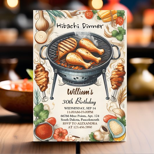 シェフBbq日本の寿司火鉢30歳の誕生日 招待状