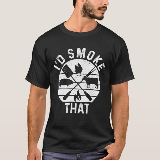 シェフButcher BBQ私はその豚肉の牛肉Faを吸おもしろいう Tシャツ (正面)