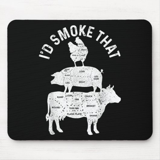 シェフButcher Bbq Id煙その豚肉牛おもしろい脂 マウスパッド (正面)