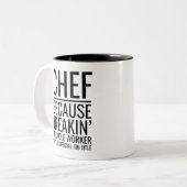 シェフFreakinの奇跡の労働者はオフィではないから ツートーンマグカップ (正面左)