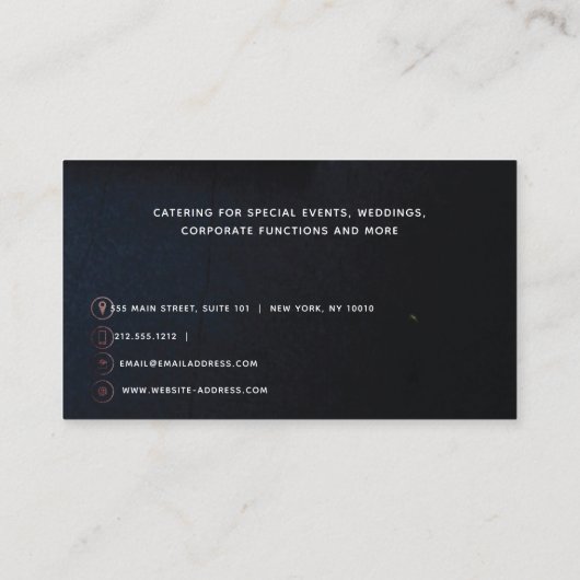 シェフIケータリングモダンブラックピンクプロフェッショナル 名刺 (裏面)