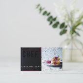 シェフIケータリングモダンブラックピンクプロフェッショナル 名刺 (スタンド正面)