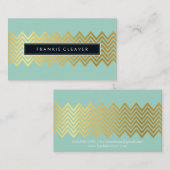 シェブモダンロン模様トレンディーシンプル金ゴールドミント 名刺 (正面/裏面)