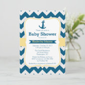 シェブロンいかり航海のベビーシャワー招待状 招待状 (スタンド正面)