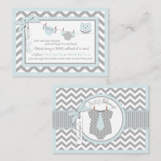 シェブロンおむつネクタイのジャンパーフクロウがブックカードを持ち込む エンクロージャーカード (正面/裏面)