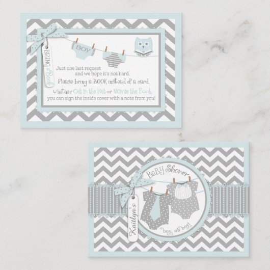 シェブロンおむつネクタイのジャンパーフクロウがブックカードを持ち込む エンクロージャーカード (正面/裏面)