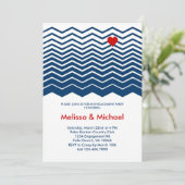 シェブロンおよびハートの婚約パーティの招待状 招待状 (スタンド正面)