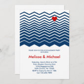 シェブロンおよびハートの婚約パーティの招待状 招待状 (正面/裏面)