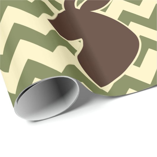 シェブロンが付いているシカの木びき台の頭部 ラッピングペーパー (ロールコーナー)