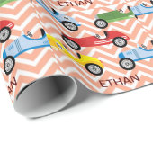 シェブロンで分類されるレースカーの自動カラフル ラッピングペーパー (ロールコーナー)