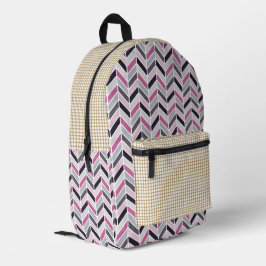 シェブロンとチェックパターンプリントカットソーBackpack プリントバックパック
