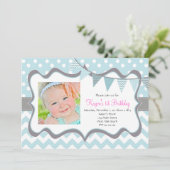 シェブロンとドットのペンダント 誕生日招待状 招待状 (スタンド正面)