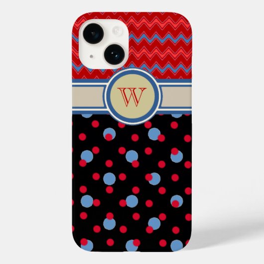 シェブロンと水玉模様のパターンガーリーモノグラム Case-Mate iPhoneケース (裏面)