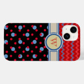 シェブロンと水玉模様のパターンガーリーモノグラム Case-Mate iPhoneケース (裏面 (横))