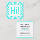 シェブロンに挨拶する明るい青をこんにちはつかむ注意 スクエア名刺 (正面/裏面)