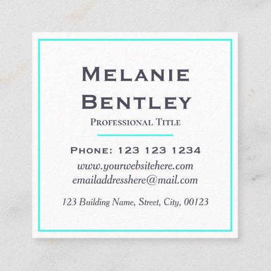 シェブロンに挨拶する明るい青をこんにちはつかむ注意 スクエア名刺 (裏面)