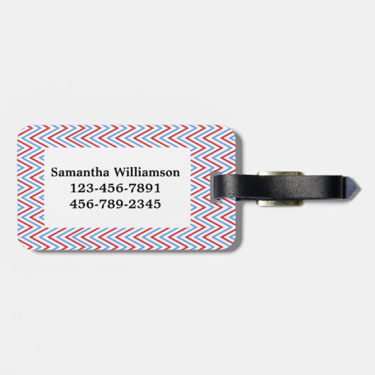 シェブロンのかわいいジグザグ形および愛国心が強いフクロウの荷物のラベル ラゲッジタグ (裏面横)