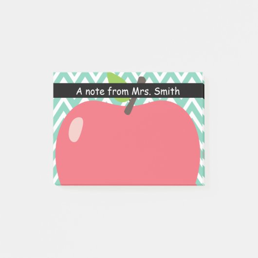 シェブロンのかわいいストライプの大きいAppleの先生 ポストイット (正面)