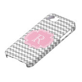 シェブロンのすべての女の子のシックなピンクおよび灰色のモノグラム Case-Mate iPhoneケース (下部)