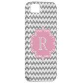シェブロンのすべての女の子のシックなピンクおよび灰色のモノグラム Case-Mate iPhoneケース (裏面/右)