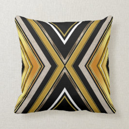シェブロンのアールデコの黒の金ゴールドのクッションの枕 クッション
