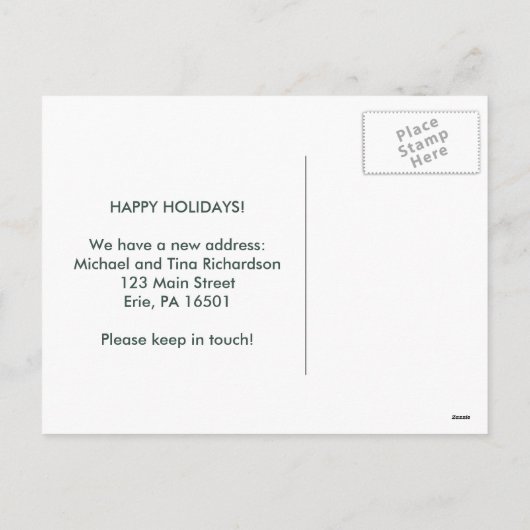 シェブロンのクリスマス象の組の新しい住所 シーズンポストカード (裏面)