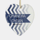 シェブロンのグラデーションなスタイル! 結婚式海軍 セラミックオーナメント (右)