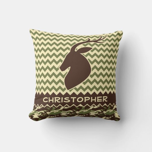 シェブロンのシカの木びき台のカムフラージュは個人化なります クッション (正面)