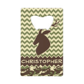 シェブロンのシカの木びき台のカムフラージュは個人化なります クレジットカード栓抜き (正面)