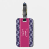 シェブロンのストライプのパーソナライズなモノグラム海軍果実 ラゲッジタグ (裏面縦)